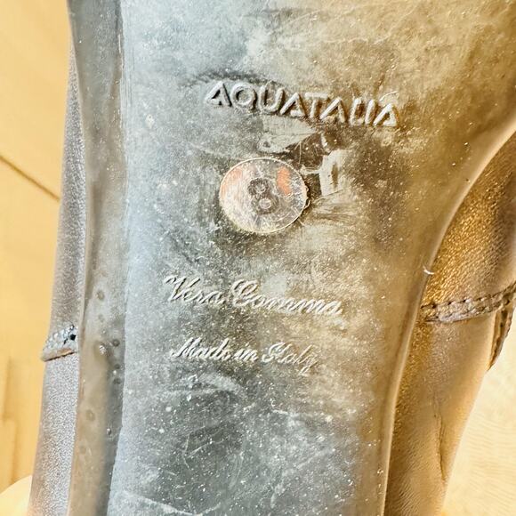 Aquatalia Boots Womens 8 Black Leather Ankle Pointed Toe Side Zip Heels Shoes - Picture 11 of 12